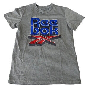 Reebok Athletic Graphic Tee T-Shirt Boys Size 8 Gray Short Sleeve Crewneck
